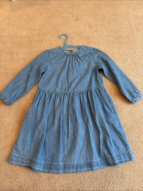 Girls Primary Blue Denim Long-Sleeve Dress NWOT